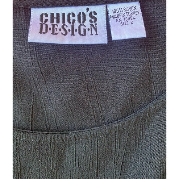 COPY - Chico's Design Top Blouse Size 2/Large Black Long Sleeve Gauzy Scoop Neck - Picture 5 of 7